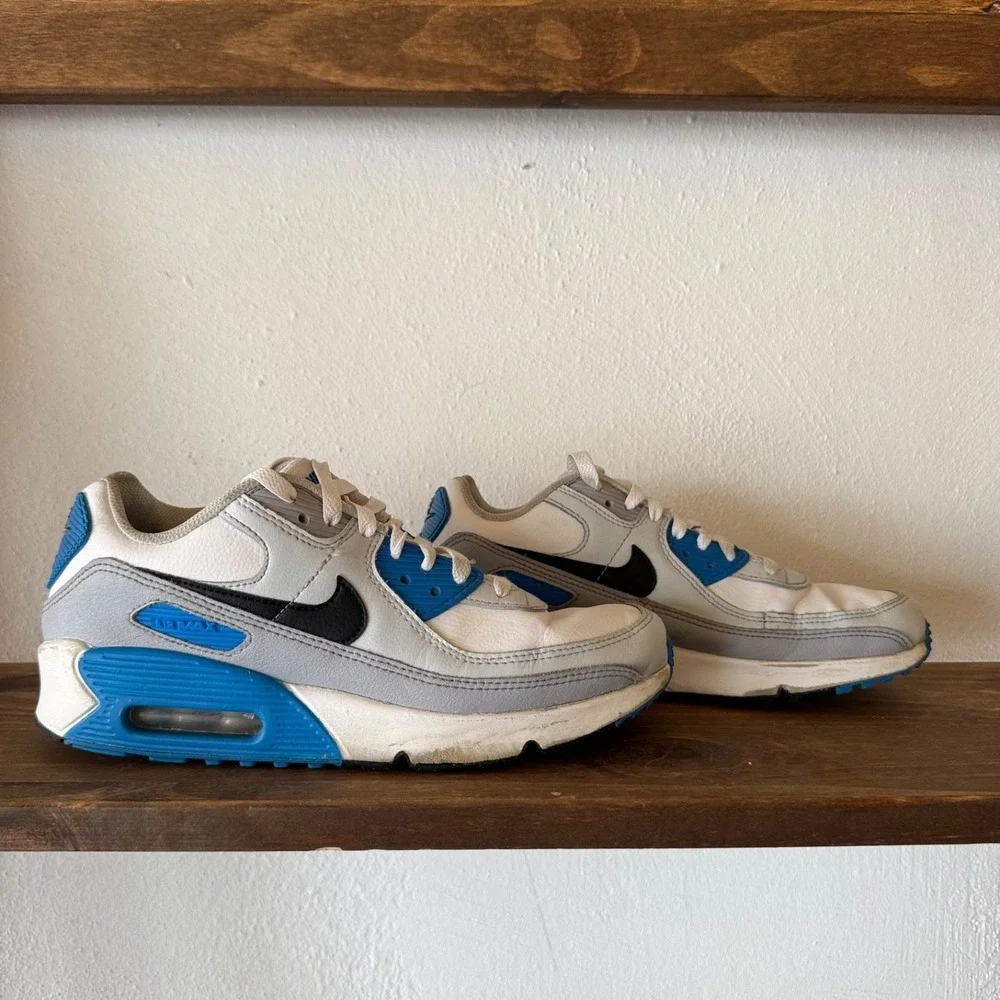 Nike Air Max 90 Sneakers GS Youth 6.5Y White Blue Black CD6864-127